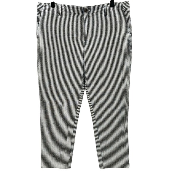 GAP Pants - GAP Girlfriend Chino Pants Womens Size 16 Blue White Stripe‎ Linen Cotton